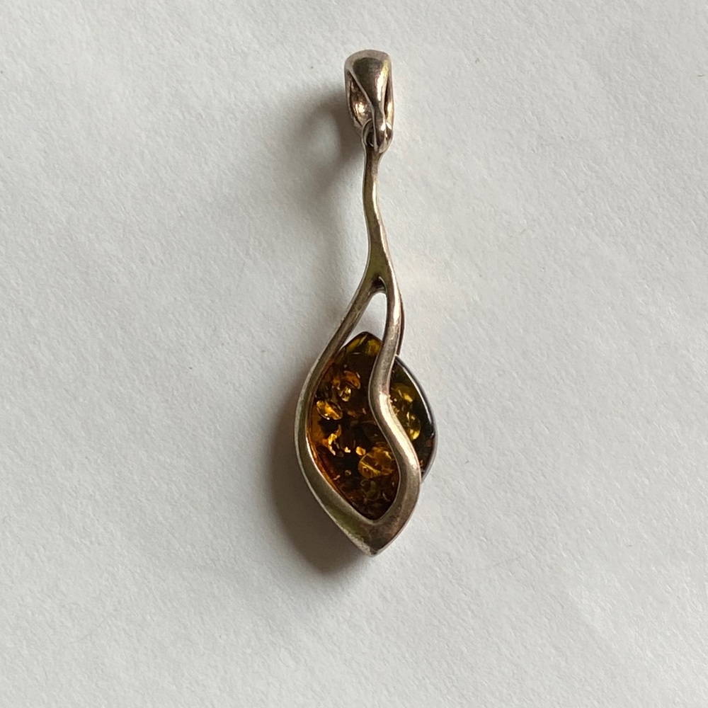 Elegant Sterling 925 Amber Pendant